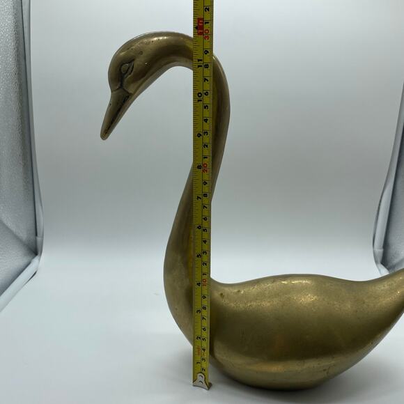 Mid Century Large Brass Swan Geese Bird Pair 16" Figurine Decor - Picture 15 of 16